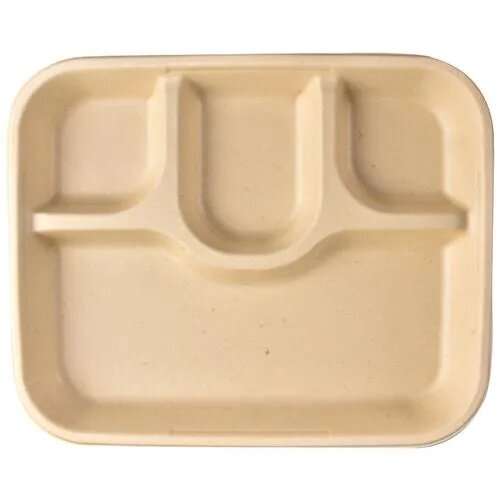 4 COMPARTMENT BIO MEAL TRAY (NATURAL)