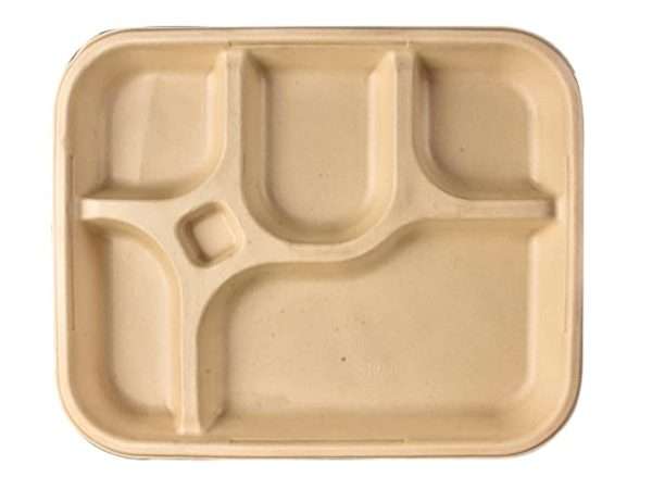 5 COMPARTMENT BIO MEAL TRAY (NATURAL)