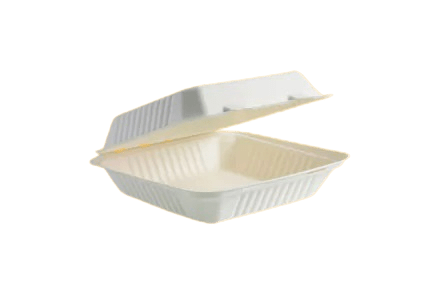 8"x 8" 1 COMPARTMENT BIO CLAMSHELL BOX (WHITE)